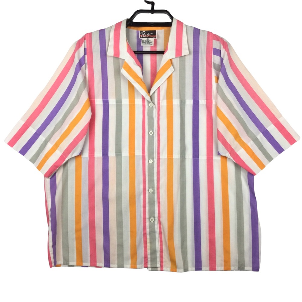 Vintage Pat Fashions Inc Button Up Shirt Collared Multi-color Striped Women's L